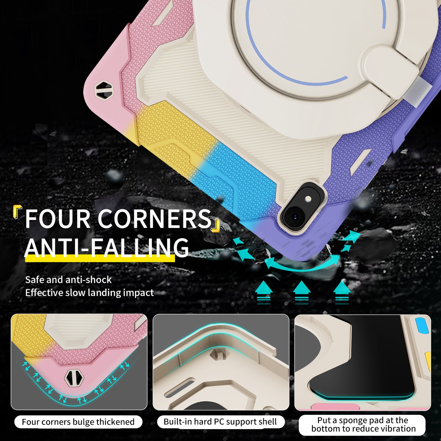 For Huawei MatePad 11 (2023) Silicone+PC Protective Case Rotating Handle Kickstand Tablet Cover with Pencil Holder and Shoulder Strap