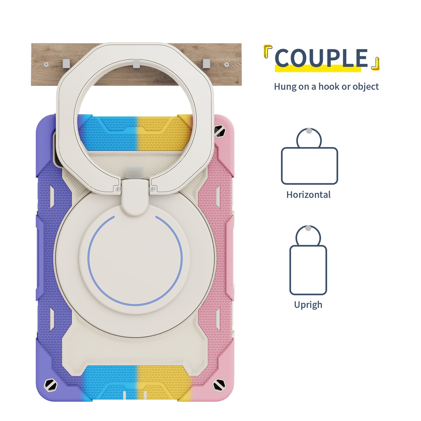 For Huawei MatePad 11 (2023) Silicone+PC Protective Case Rotating Handle Kickstand Tablet Cover with Pencil Holder and Shoulder Strap