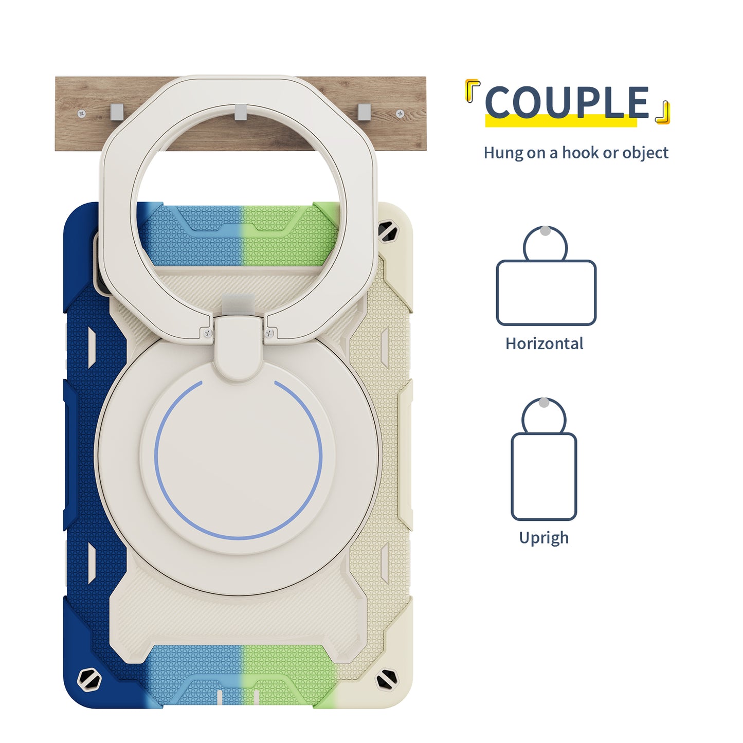 For Huawei MatePad 11 (2023) Silicone+PC Protective Case Rotating Handle Kickstand Tablet Cover with Pencil Holder and Shoulder Strap