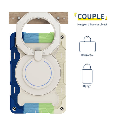 For Huawei MatePad 11 (2023) Silicone+PC Protective Case Rotating Handle Kickstand Tablet Cover with Pencil Holder and Shoulder Strap