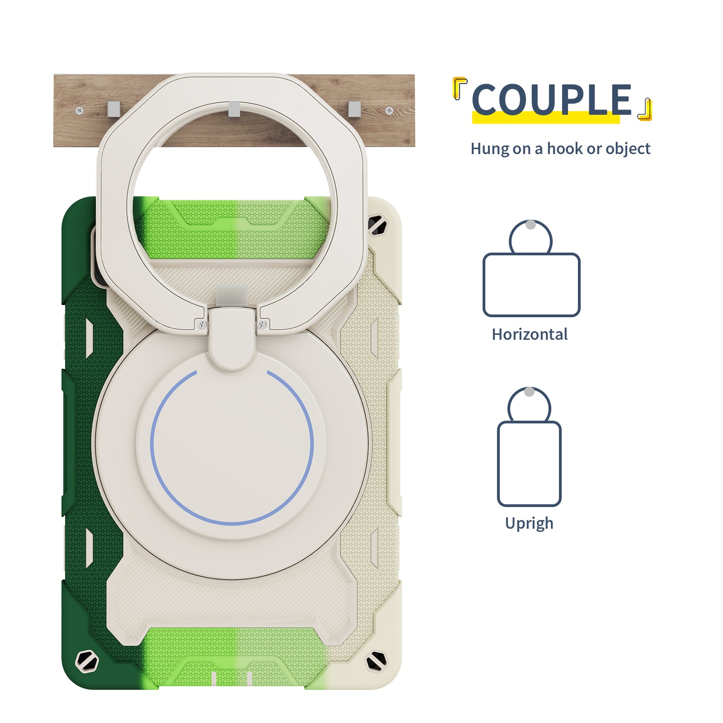 For Huawei MatePad 11 (2023) Silicone+PC Protective Case Rotating Handle Kickstand Tablet Cover with Pencil Holder and Shoulder Strap