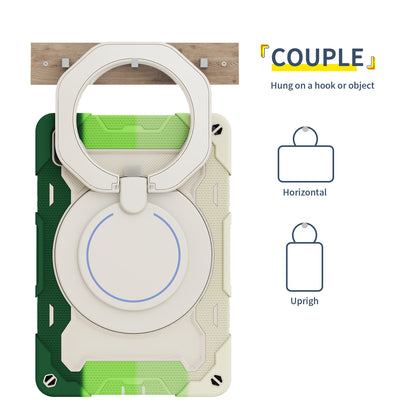 For Huawei MatePad 11 (2023) Silicone+PC Protective Case Rotating Handle Kickstand Tablet Cover with Pencil Holder and Shoulder Strap