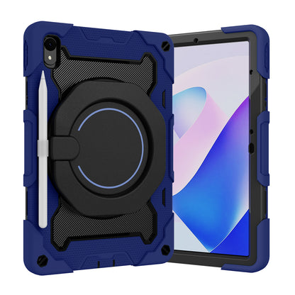 For Huawei MatePad 11 (2023) Silicone+PC Protective Case Rotating Handle Kickstand Tablet Cover with Pencil Holder and Shoulder Strap