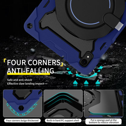 For Huawei MatePad 11 (2023) Silicone+PC Protective Case Rotating Handle Kickstand Tablet Cover with Pencil Holder and Shoulder Strap