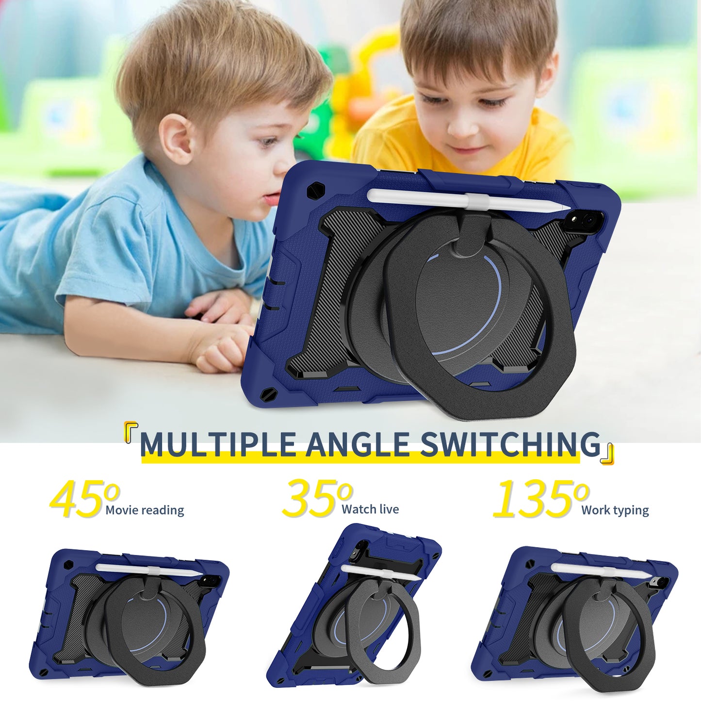 For Huawei MatePad 11 (2023) Silicone+PC Protective Case Rotating Handle Kickstand Tablet Cover with Pencil Holder and Shoulder Strap