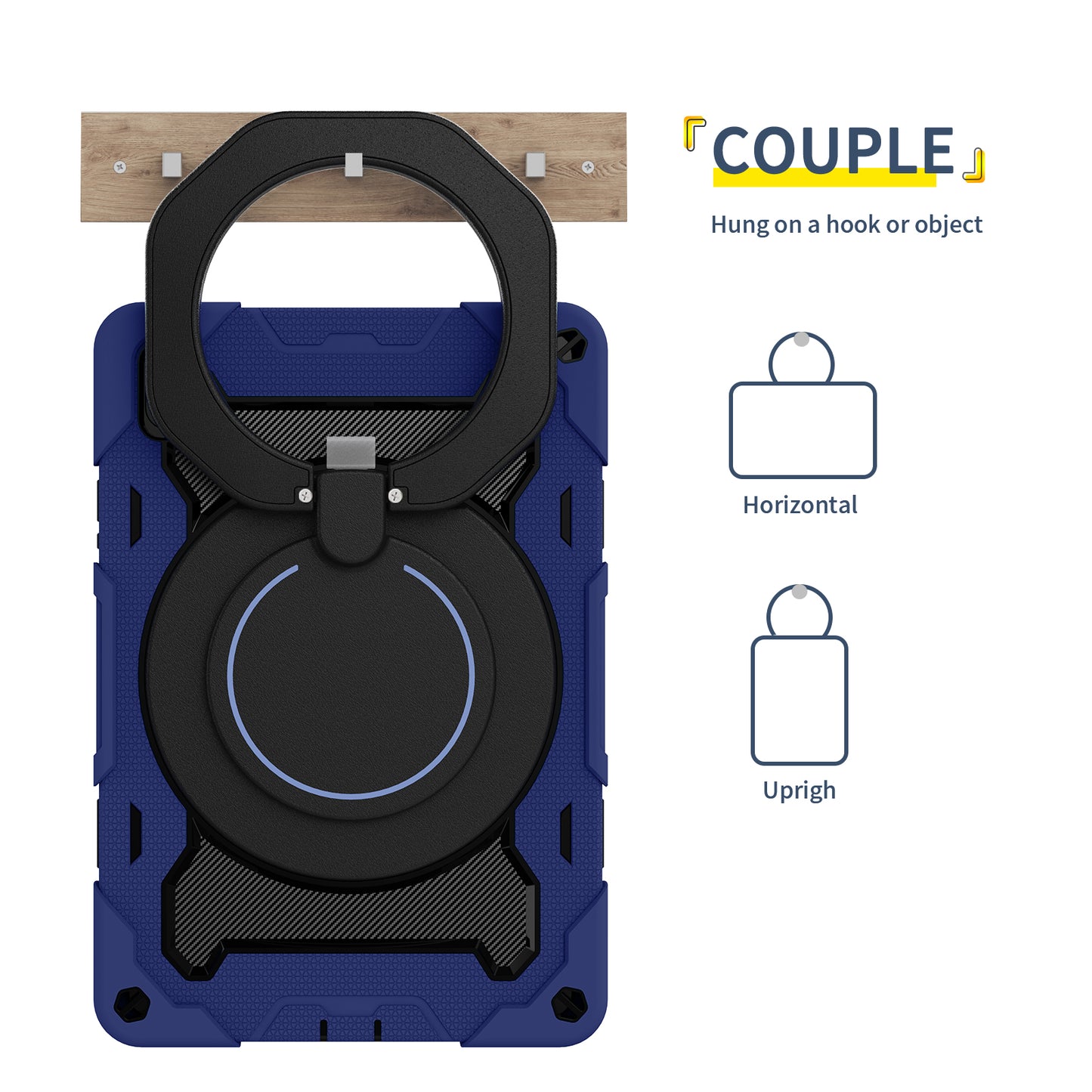 For Huawei MatePad 11 (2023) Silicone+PC Protective Case Rotating Handle Kickstand Tablet Cover with Pencil Holder and Shoulder Strap