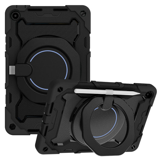 For Huawei MatePad SE 10.4-inch Rotating Handle Kickstand Tablet Cover Silicone+PC Protective Case with Shoulder Strap