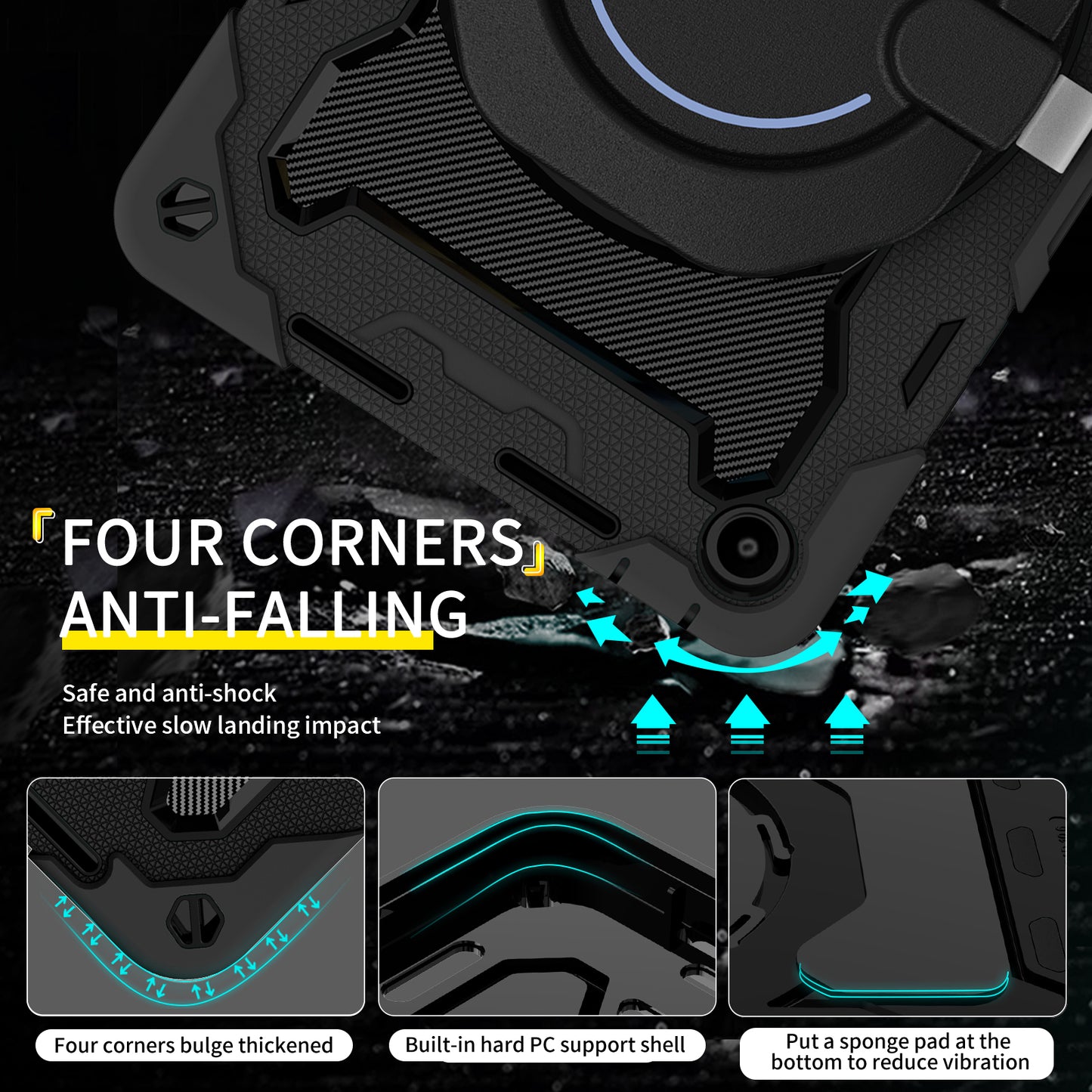 For Huawei MatePad SE 10.4-inch Rotating Handle Kickstand Tablet Cover Silicone+PC Protective Case with Shoulder Strap