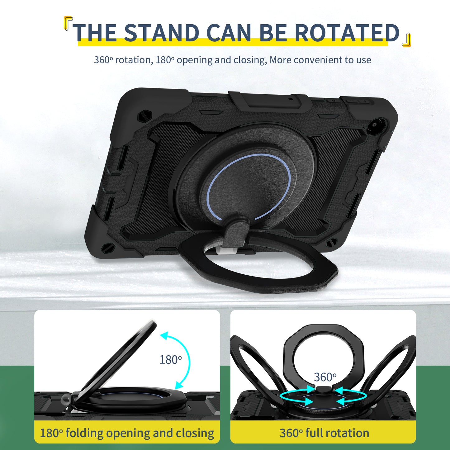 For Huawei MatePad SE 10.4-inch Rotating Handle Kickstand Tablet Cover Silicone+PC Protective Case with Shoulder Strap