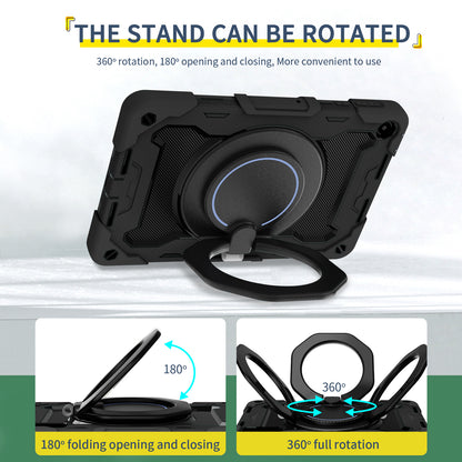 For Huawei MatePad SE 10.4-inch Rotating Handle Kickstand Tablet Cover Silicone+PC Protective Case with Shoulder Strap
