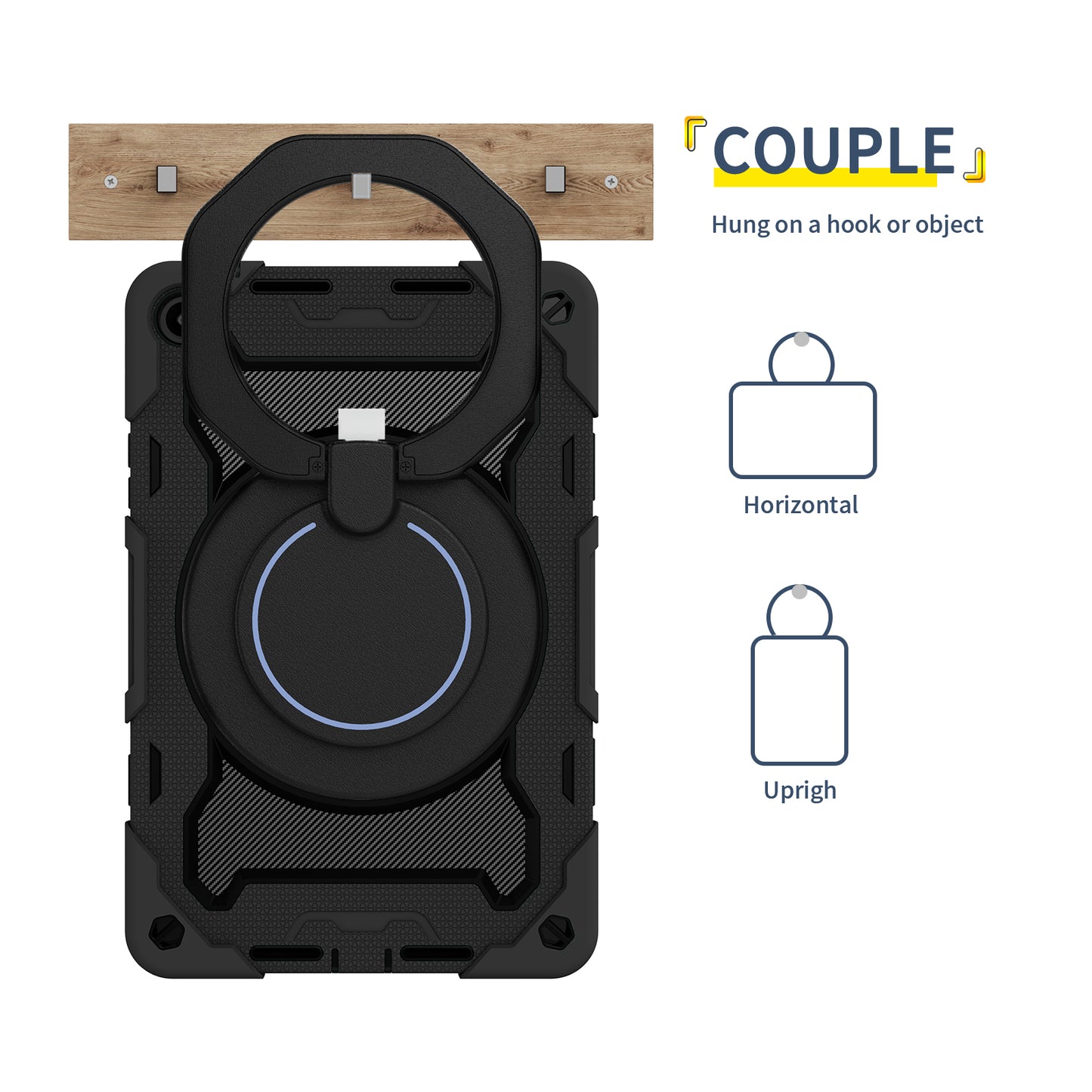 For Huawei MatePad SE 10.4-inch Rotating Handle Kickstand Tablet Cover Silicone+PC Protective Case with Shoulder Strap