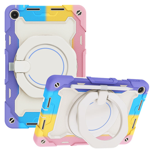 For Huawei MatePad SE 10.4-inch Rotating Handle Kickstand Tablet Cover Silicone+PC Protective Case with Shoulder Strap