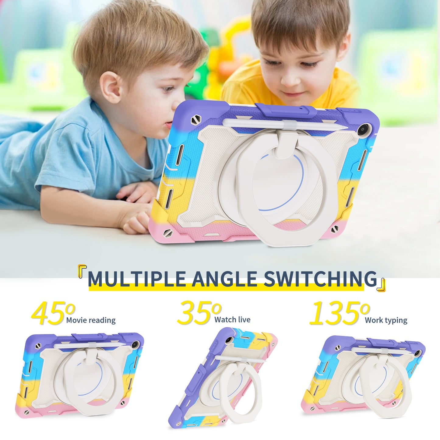 For Huawei MatePad SE 10.4-inch Rotating Handle Kickstand Tablet Cover Silicone+PC Protective Case with Shoulder Strap