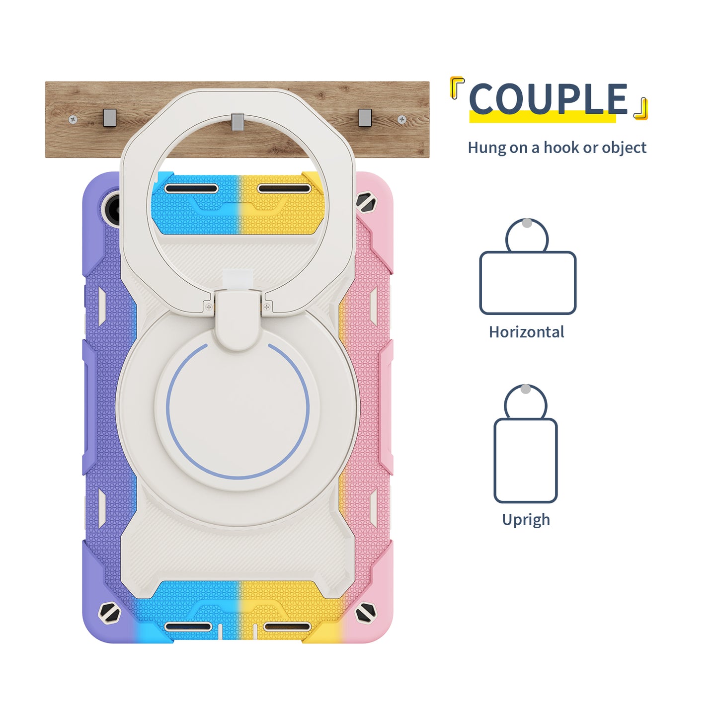For Huawei MatePad SE 10.4-inch Rotating Handle Kickstand Tablet Cover Silicone+PC Protective Case with Shoulder Strap