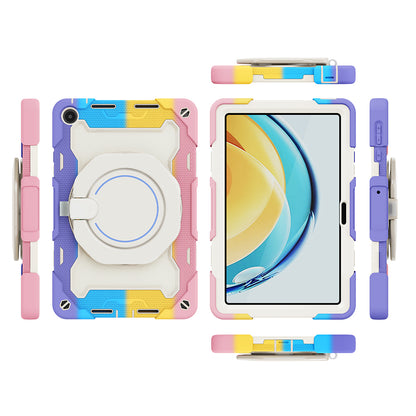 For Huawei MatePad SE 10.4-inch Rotating Handle Kickstand Tablet Cover Silicone+PC Protective Case with Shoulder Strap
