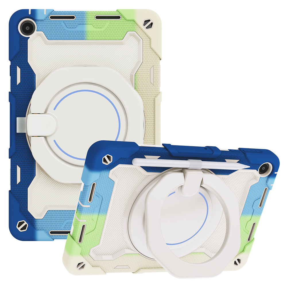 For Huawei MatePad SE 10.4-inch Rotating Handle Kickstand Tablet Cover Silicone+PC Protective Case with Shoulder Strap