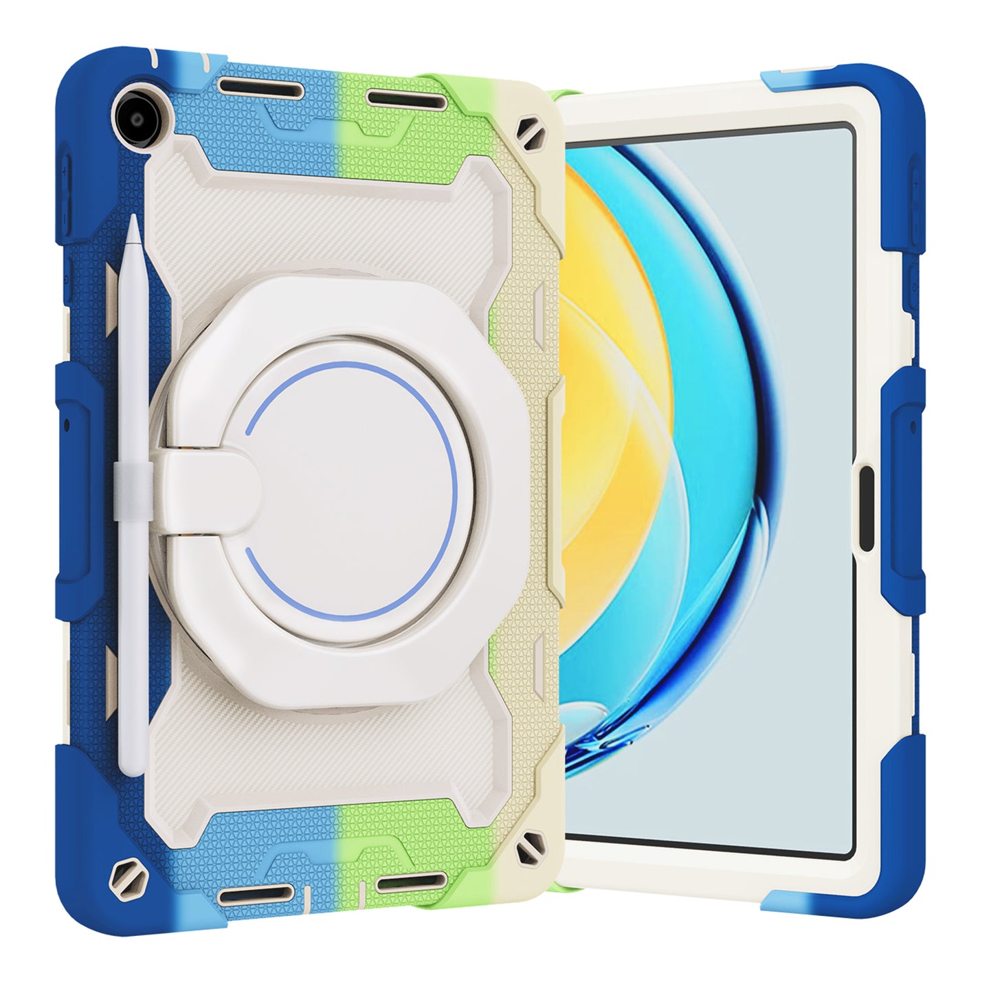 For Huawei MatePad SE 10.4-inch Rotating Handle Kickstand Tablet Cover Silicone+PC Protective Case with Shoulder Strap