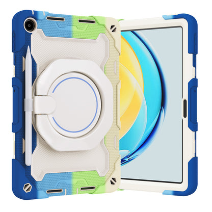 For Huawei MatePad SE 10.4-inch Rotating Handle Kickstand Tablet Cover Silicone+PC Protective Case with Shoulder Strap