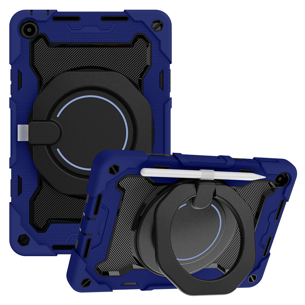 For Huawei MatePad SE 10.4-inch Rotating Handle Kickstand Tablet Cover Silicone+PC Protective Case with Shoulder Strap