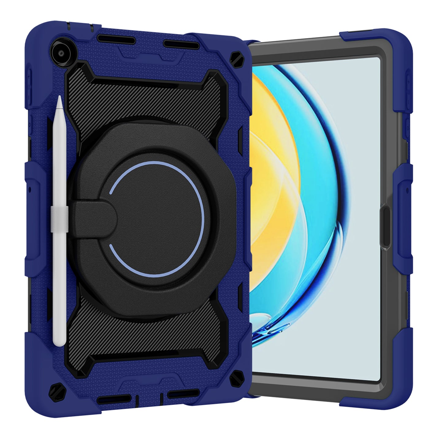 For Huawei MatePad SE 10.4-inch Rotating Handle Kickstand Tablet Cover Silicone+PC Protective Case with Shoulder Strap