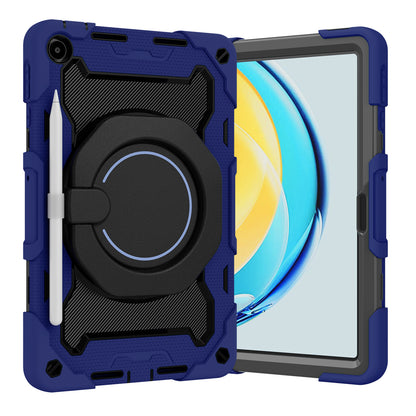 For Huawei MatePad SE 10.4-inch Rotating Handle Kickstand Tablet Cover Silicone+PC Protective Case with Shoulder Strap