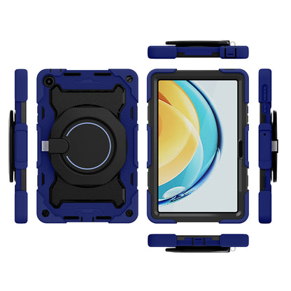 For Huawei MatePad SE 10.4-inch Rotating Handle Kickstand Tablet Cover Silicone+PC Protective Case with Shoulder Strap