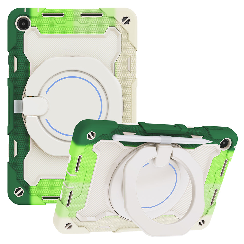 For Huawei MatePad SE 10.4-inch Rotating Handle Kickstand Tablet Cover Silicone+PC Protective Case with Shoulder Strap