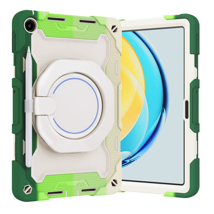 For Huawei MatePad SE 10.4-inch Rotating Handle Kickstand Tablet Cover Silicone+PC Protective Case with Shoulder Strap