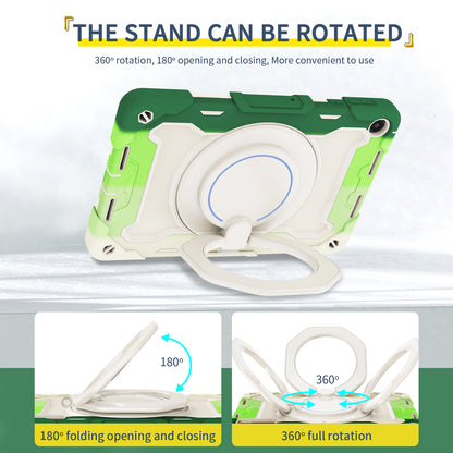 For Huawei MatePad SE 10.4-inch Rotating Handle Kickstand Tablet Cover Silicone+PC Protective Case with Shoulder Strap