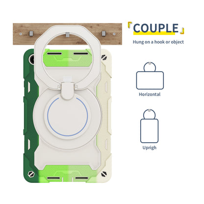 For Huawei MatePad SE 10.4-inch Rotating Handle Kickstand Tablet Cover Silicone+PC Protective Case with Shoulder Strap