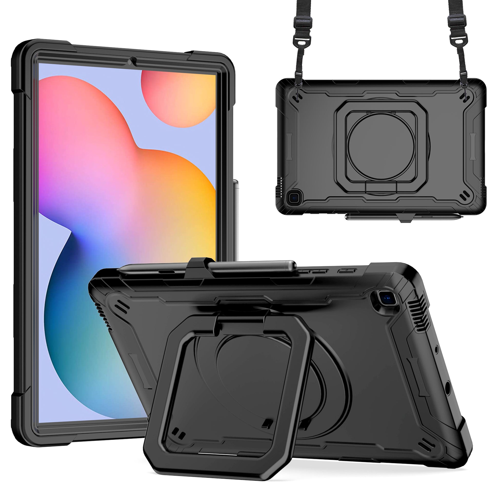 Tablet Case for Samsung Galaxy Tab S6 Lite P610 P615 / Tab S6 Lite (2022) P613 P617 P619 , Silicone+PC Kickstand Rugged Cover