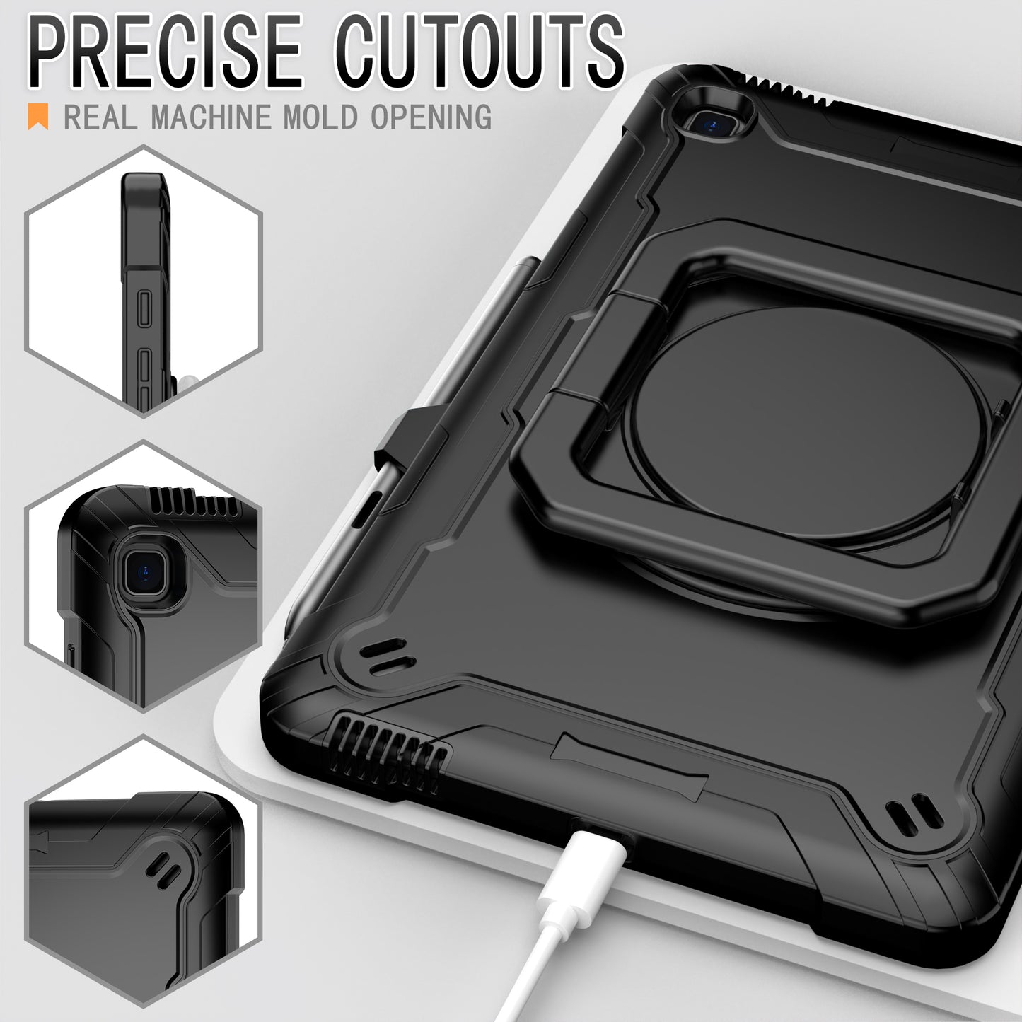 Tablet Case for Samsung Galaxy Tab S6 Lite P610 P615 / Tab S6 Lite (2022) P613 P617 P619 , Silicone+PC Kickstand Rugged Cover