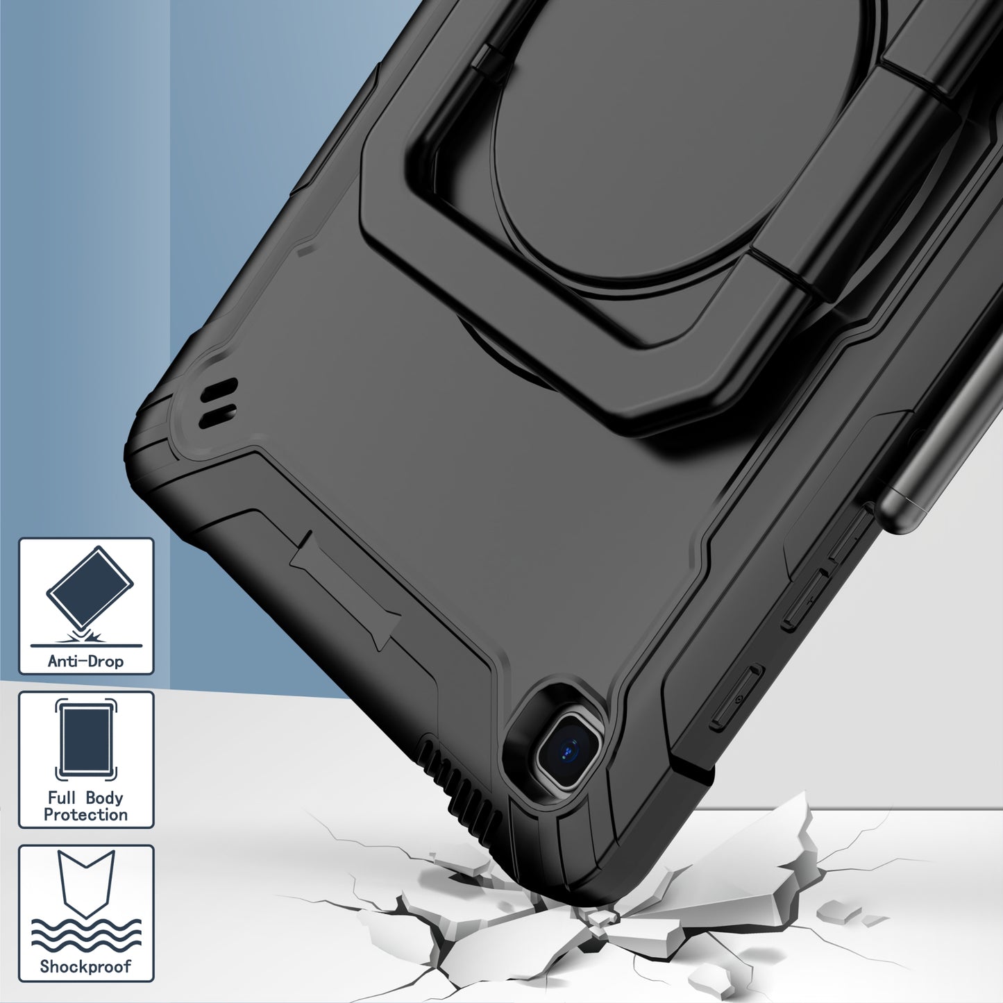 Tablet Case for Samsung Galaxy Tab S6 Lite P610 P615 / Tab S6 Lite (2022) P613 P617 P619 , Silicone+PC Kickstand Rugged Cover