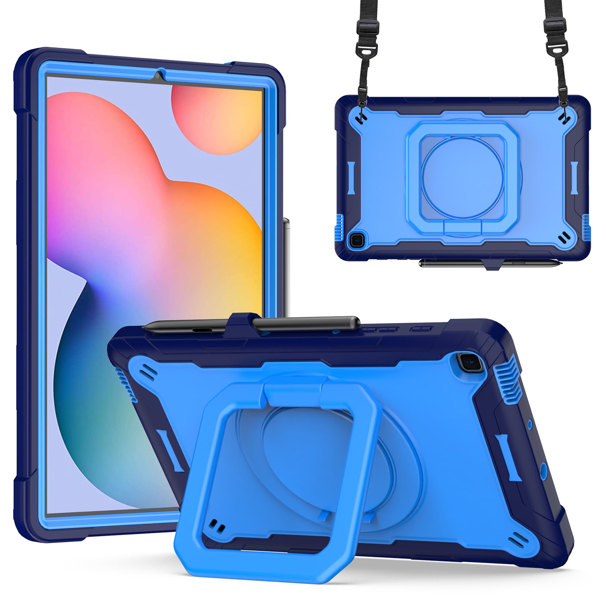 Tablet Case for Samsung Galaxy Tab S6 Lite P610 P615 / Tab S6 Lite (2022) P613 P617 P619 , Silicone+PC Kickstand Rugged Cover