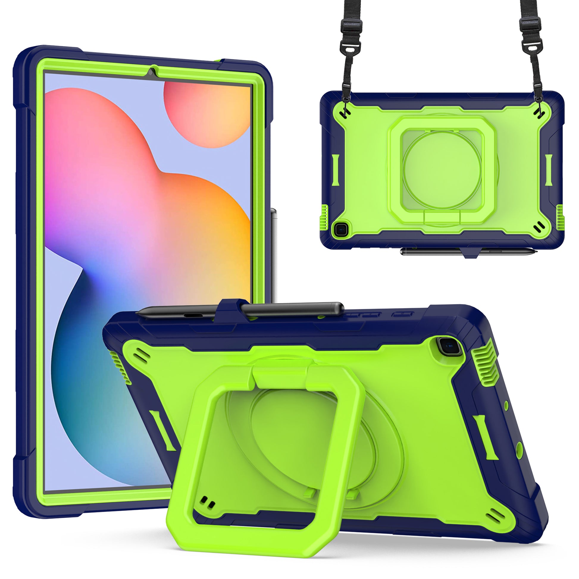 Tablet Case for Samsung Galaxy Tab S6 Lite P610 P615 / Tab S6 Lite (2022) P613 P617 P619 , Silicone+PC Kickstand Rugged Cover