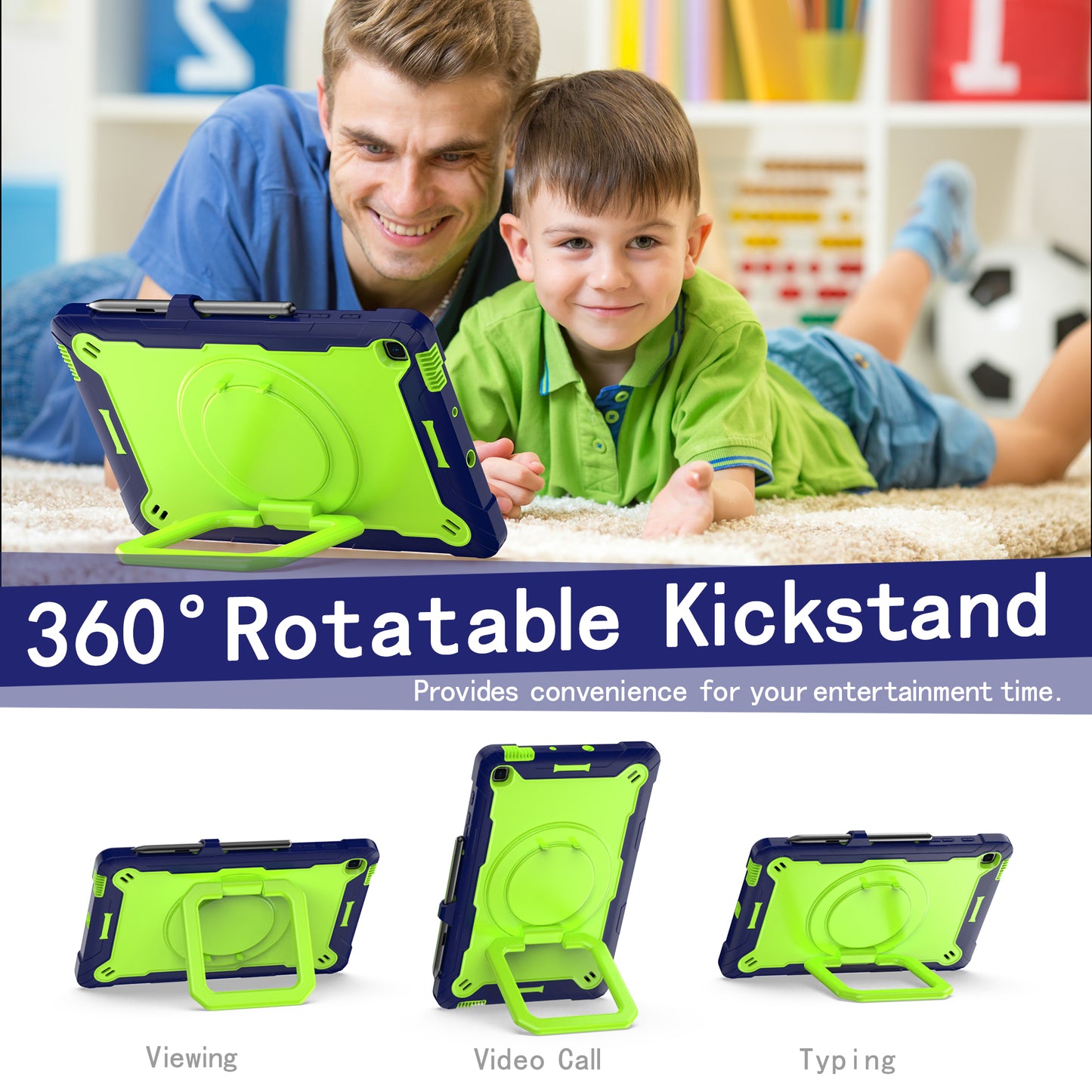 Tablet Case for Samsung Galaxy Tab S6 Lite P610 P615 / Tab S6 Lite (2022) P613 P617 P619 , Silicone+PC Kickstand Rugged Cover