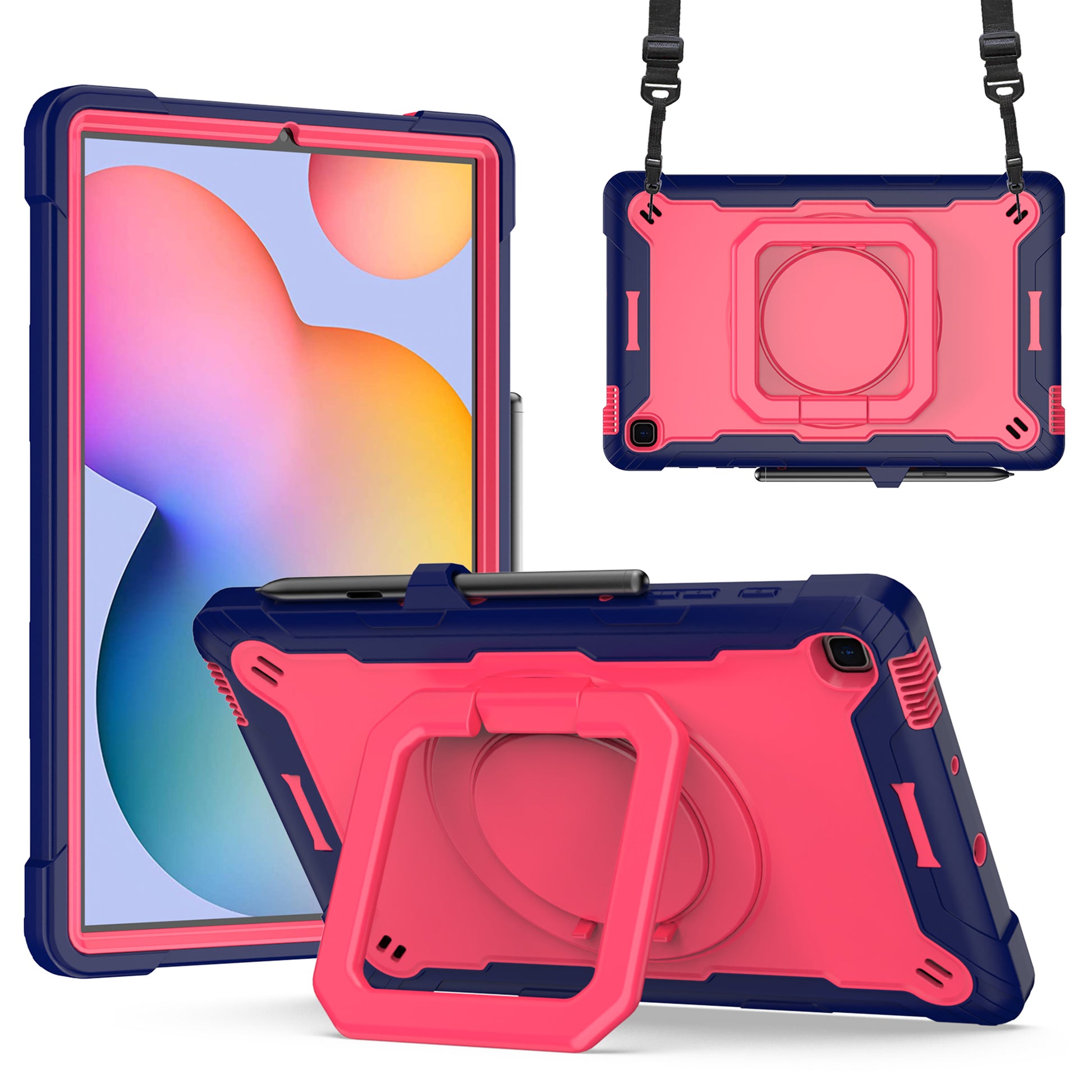 Tablet Case for Samsung Galaxy Tab S6 Lite P610 P615 / Tab S6 Lite (2022) P613 P617 P619 , Silicone+PC Kickstand Rugged Cover