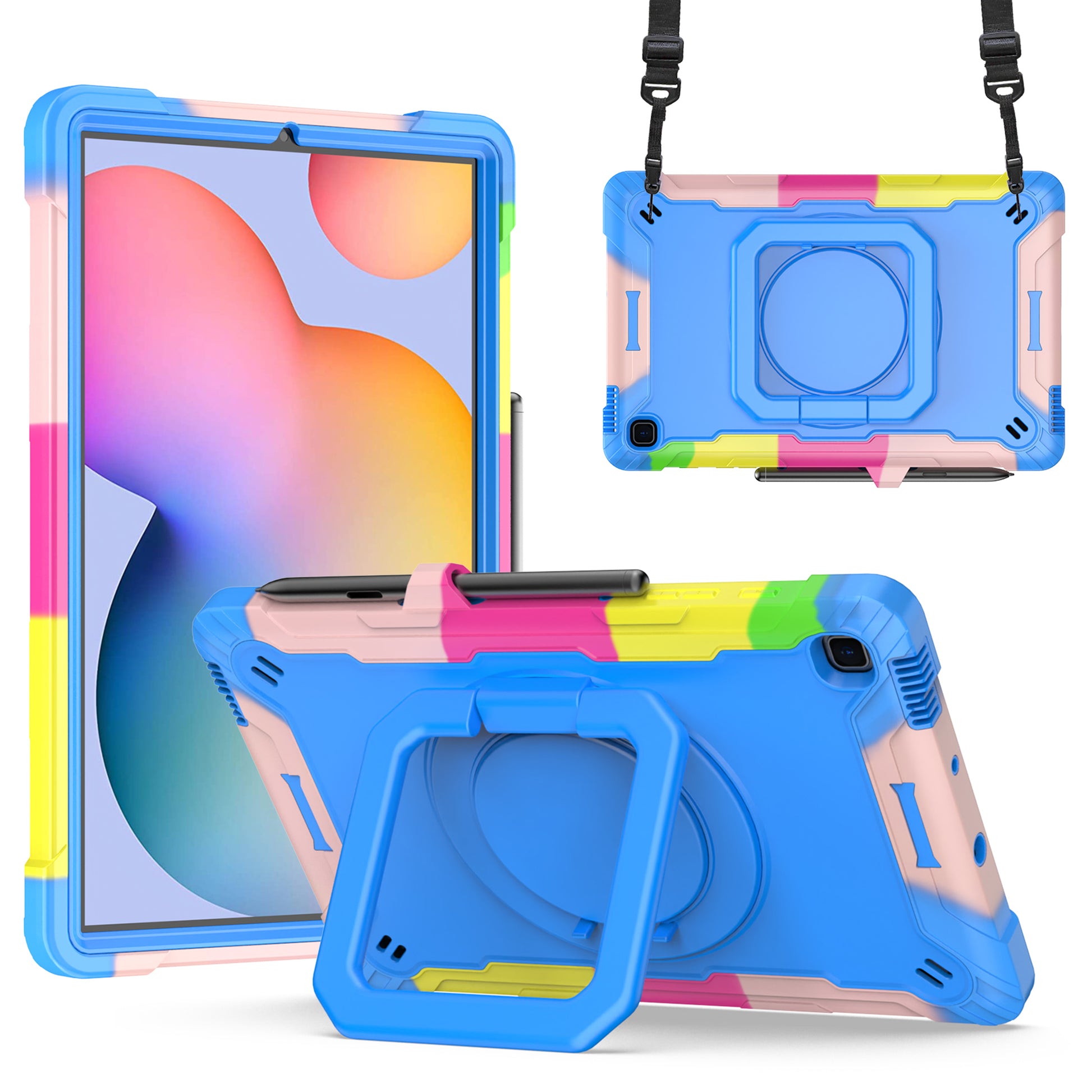 Tablet Case for Samsung Galaxy Tab S6 Lite P610 P615 / Tab S6 Lite (2022) P613 P617 P619 , Silicone+PC Kickstand Rugged Cover