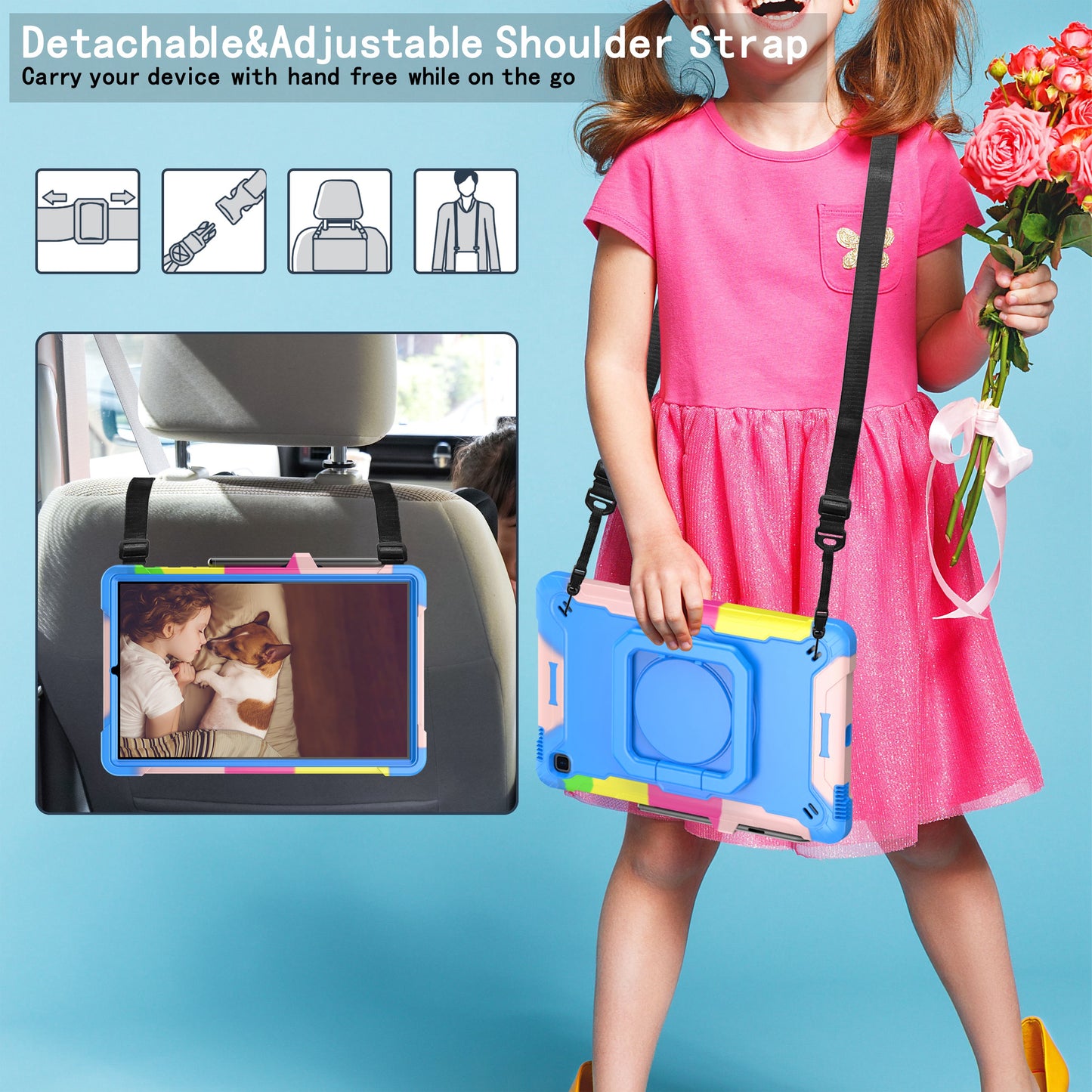 Tablet Case for Samsung Galaxy Tab S6 Lite P610 P615 / Tab S6 Lite (2022) P613 P617 P619 , Silicone+PC Kickstand Rugged Cover