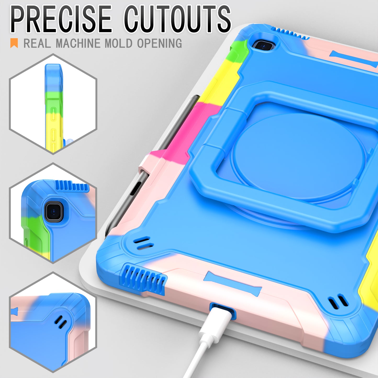 Tablet Case for Samsung Galaxy Tab S6 Lite P610 P615 / Tab S6 Lite (2022) P613 P617 P619 , Silicone+PC Kickstand Rugged Cover