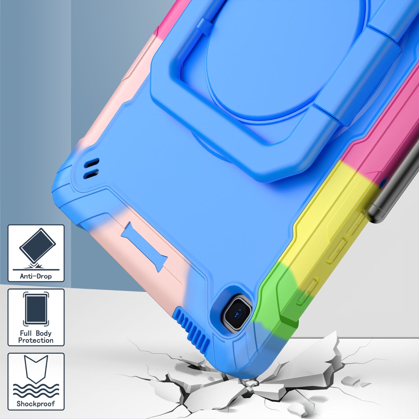 Tablet Case for Samsung Galaxy Tab S6 Lite P610 P615 / Tab S6 Lite (2022) P613 P617 P619 , Silicone+PC Kickstand Rugged Cover
