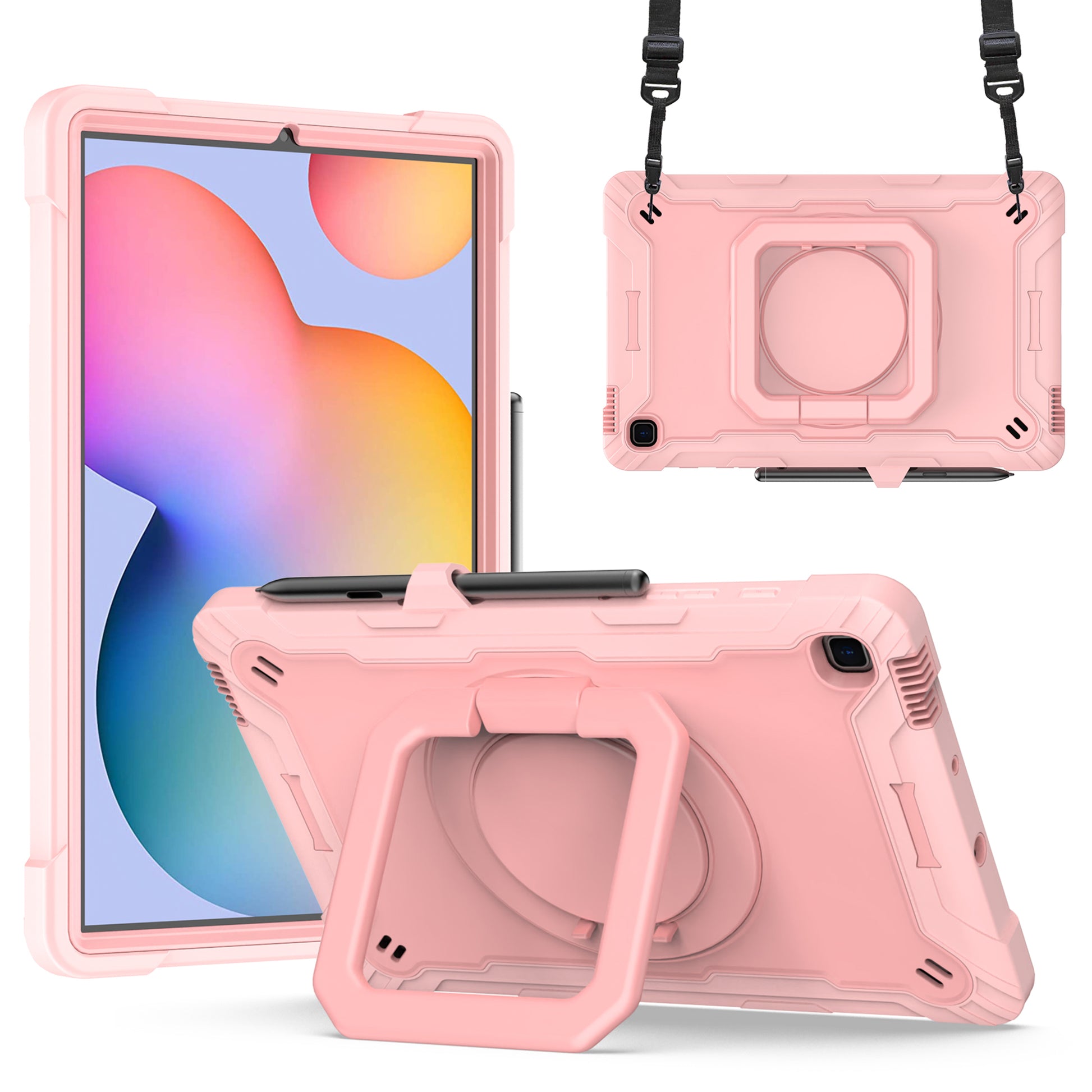 Tablet Case for Samsung Galaxy Tab S6 Lite P610 P615 / Tab S6 Lite (2022) P613 P617 P619 , Silicone+PC Kickstand Rugged Cover