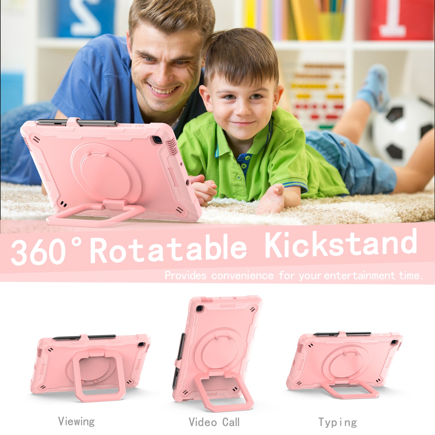 Tablet Case for Samsung Galaxy Tab S6 Lite P610 P615 / Tab S6 Lite (2022) P613 P617 P619 , Silicone+PC Kickstand Rugged Cover