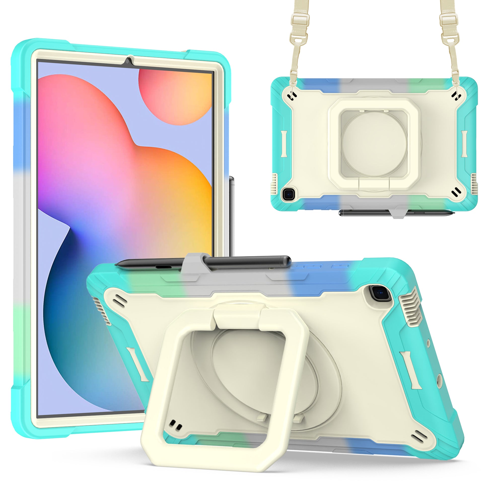 Tablet Case for Samsung Galaxy Tab S6 Lite P610 P615 / Tab S6 Lite (2022) P613 P617 P619 , Silicone+PC Kickstand Rugged Cover