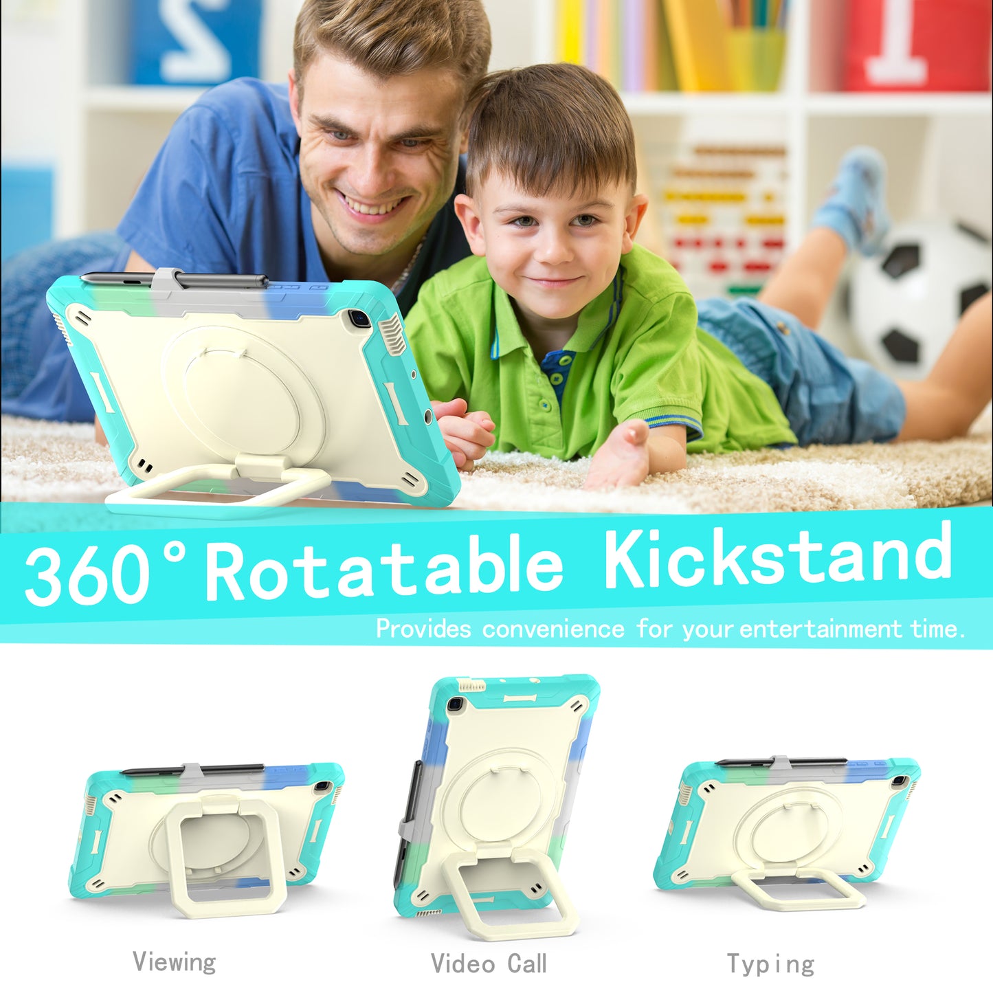 Tablet Case for Samsung Galaxy Tab S6 Lite P610 P615 / Tab S6 Lite (2022) P613 P617 P619 , Silicone+PC Kickstand Rugged Cover