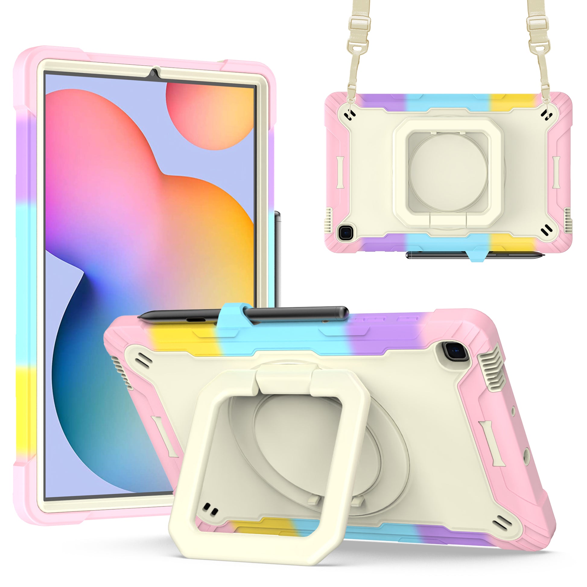 Tablet Case for Samsung Galaxy Tab S6 Lite P610 P615 / Tab S6 Lite (2022) P613 P617 P619 , Silicone+PC Kickstand Rugged Cover