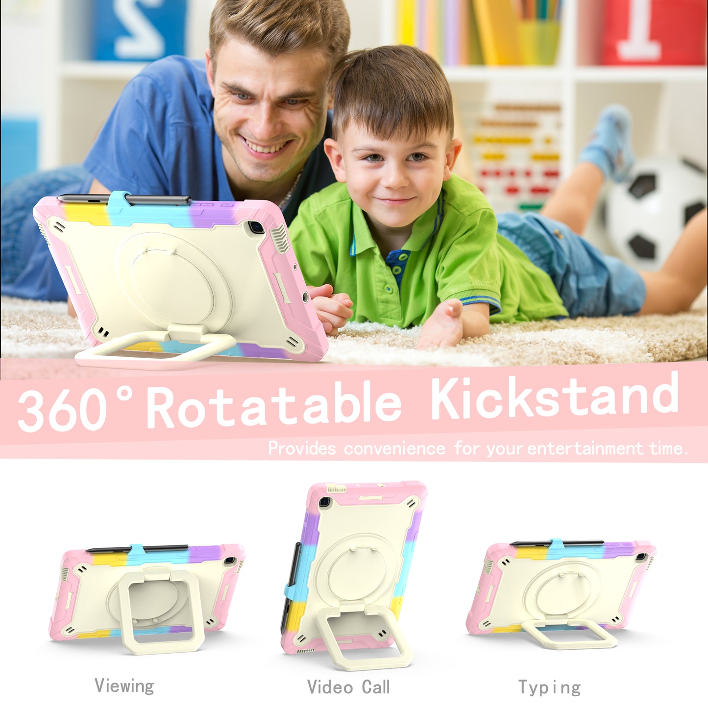Tablet Case for Samsung Galaxy Tab S6 Lite P610 P615 / Tab S6 Lite (2022) P613 P617 P619 , Silicone+PC Kickstand Rugged Cover