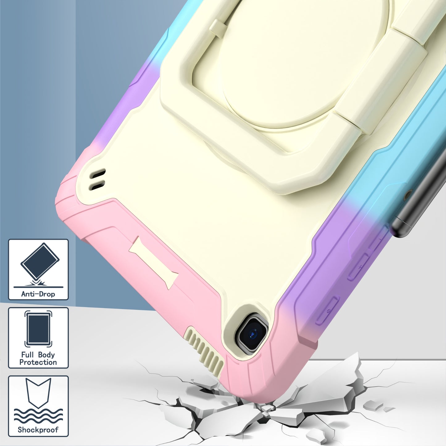 Tablet Case for Samsung Galaxy Tab S6 Lite P610 P615 / Tab S6 Lite (2022) P613 P617 P619 , Silicone+PC Kickstand Rugged Cover