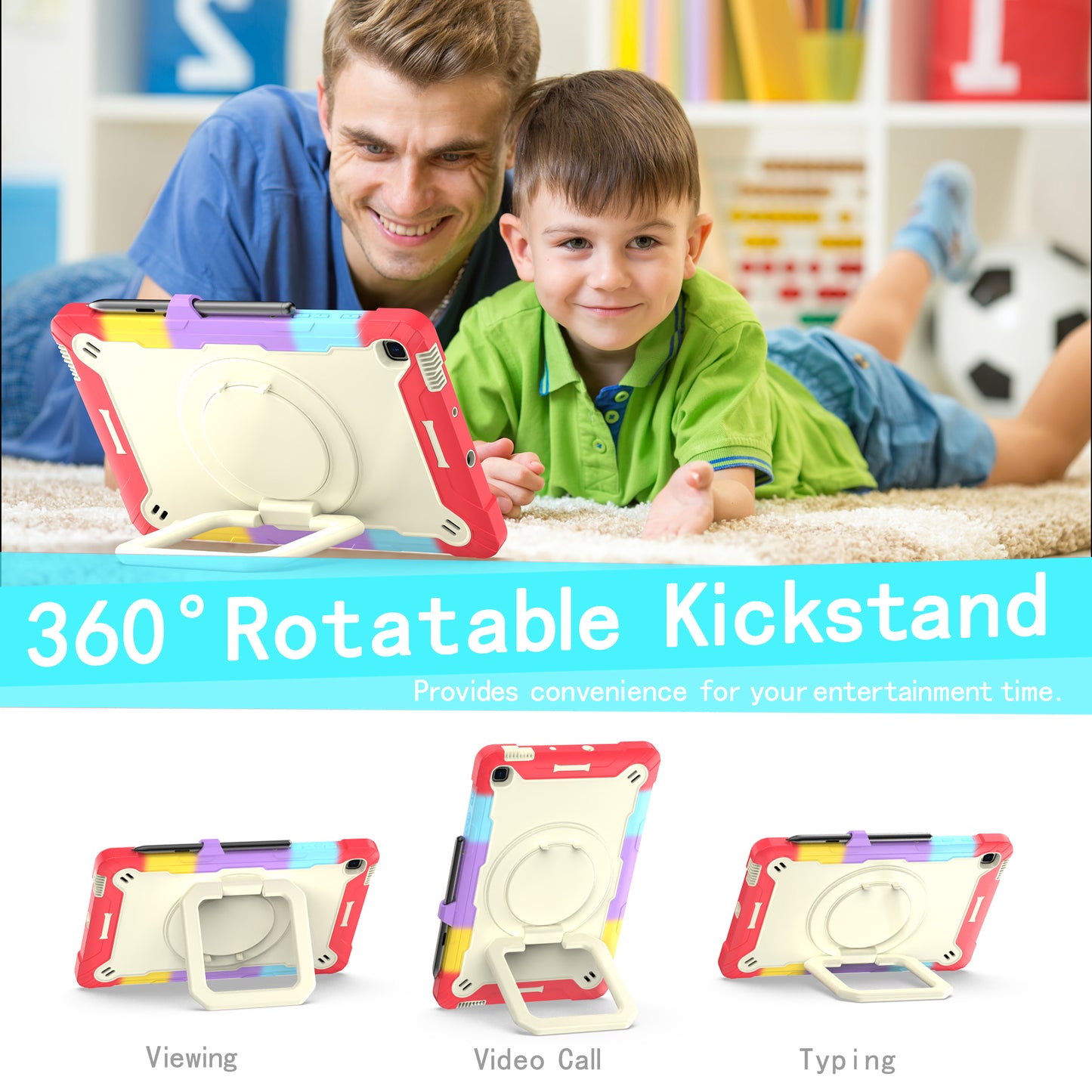 Tablet Case for Samsung Galaxy Tab S6 Lite P610 P615 / Tab S6 Lite (2022) P613 P617 P619 , Silicone+PC Kickstand Rugged Cover