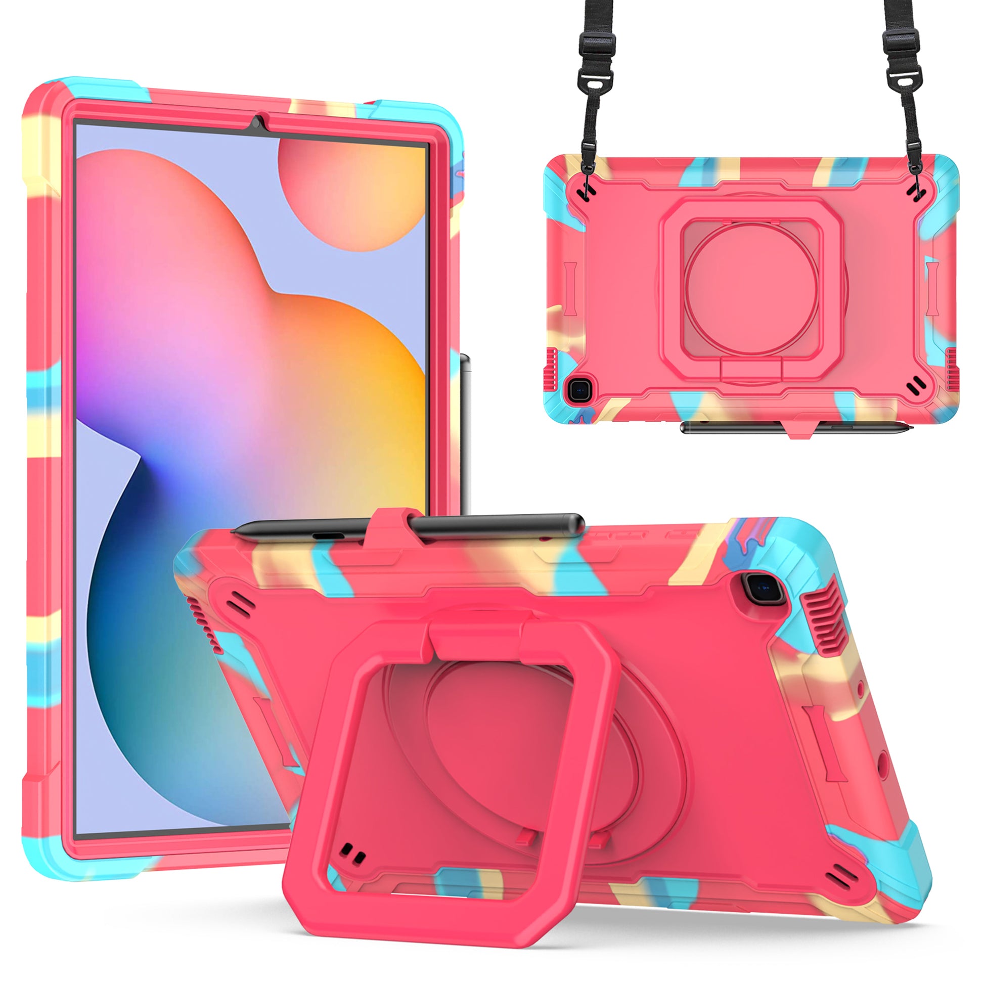 Tablet Case for Samsung Galaxy Tab S6 Lite P610 P615 / Tab S6 Lite (2022) P613 P617 P619 , Silicone+PC Kickstand Rugged Cover